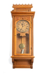 WILLIAM L. GILBERT CLOCK CO. (WINSTED, CONNECTICUT) OAK WALL CLOCK.