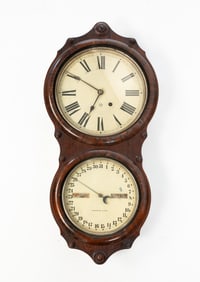 SETH THOMAS CLOCK CO. (THOMASTON, CONNECTICUT) ROSEWOOD FIGURE EIGHT CALENDAR WALL CLOCK.