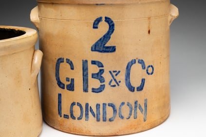 ENGLISH COBALT-DECORATED STONEWARE JAR.