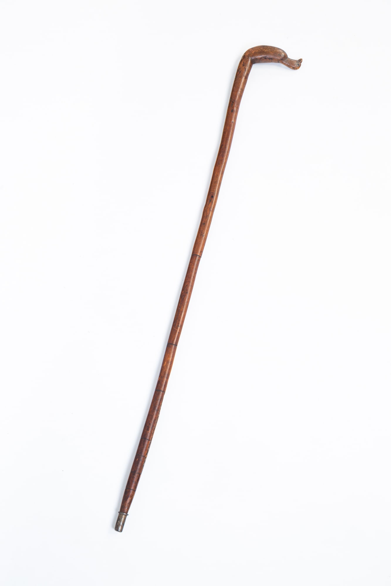 AMERICAN FOLK ART CARVED BIRD-HANDLED CANE. (1 of 4)