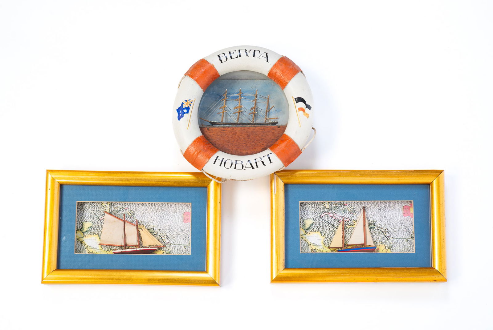 THREE FOLK ART NAUTICAL DIORAMAS. (1 of 5)