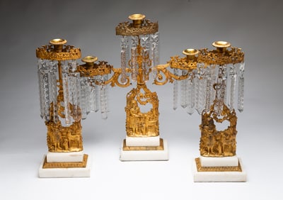 AMERICAN THREE PIECE GIRANDOLE SET.