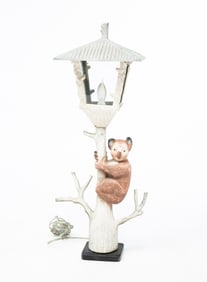 TREE-SHAPED TABLE LAMP WITH KOALA BEAR.