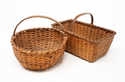 TWO AMERICAN SPLINT-WOVEN BASKETS.