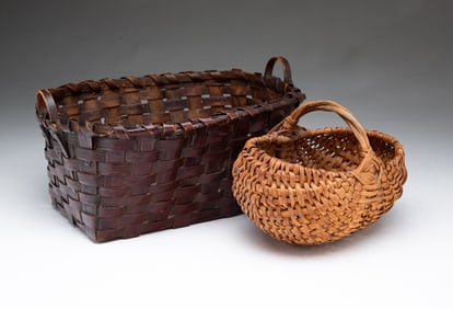 TWO AMERICAN DIMINUTIVE BASKETS.