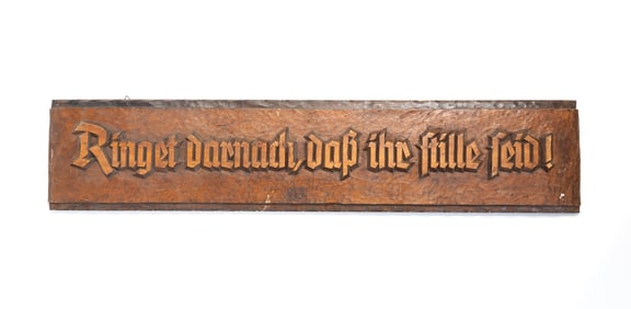 GERMAN RELIEF-CARVED PINE WALL PLAQUE.