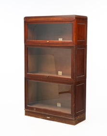 GLOBE-WERNICKE (CINCINNATI, OHIO) MAHOGANY THREE-STACK BARRISTER'S BOOKCASE.