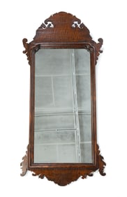 AMERICAN CHIPPENDALE STYLE TIGER MAPLE MIRROR.