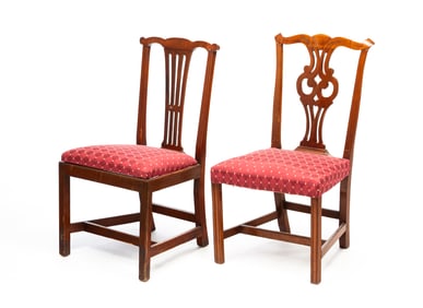 TWO AMERICAN CHIPPENDALE MAHOGANY SIDE CHAIRS.
