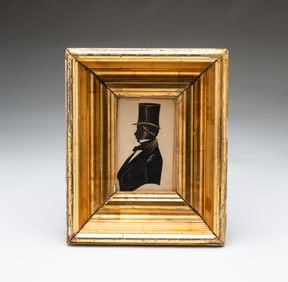 MINIATURE AMERICAN SCHOOL CUT PAPER SILHOUETTE OF A GENTLEMAN.