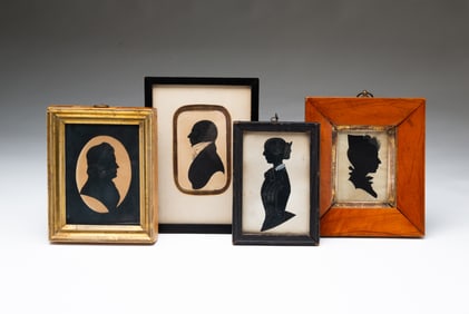 FOUR DIMINUTIVE AMERICAN SCHOOL SILHOUETTE PORTRAITS.