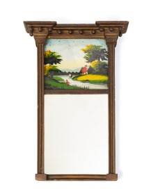 FEDERAL GILTWOOD AND REVERSE-PAINTED MIRROR.