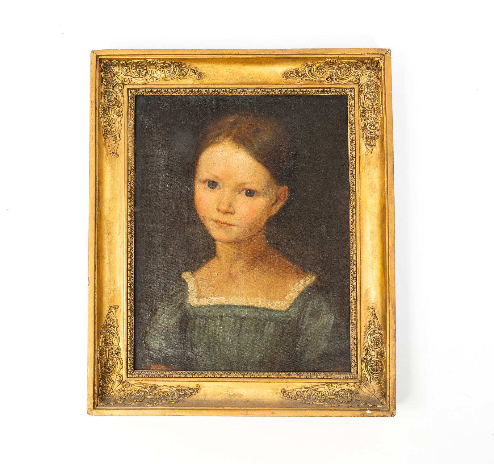 EUROPEAN SCHOOL OIL ON CANVAS PORTRAIT OF A YOUNG GIRL. (1 of 3)