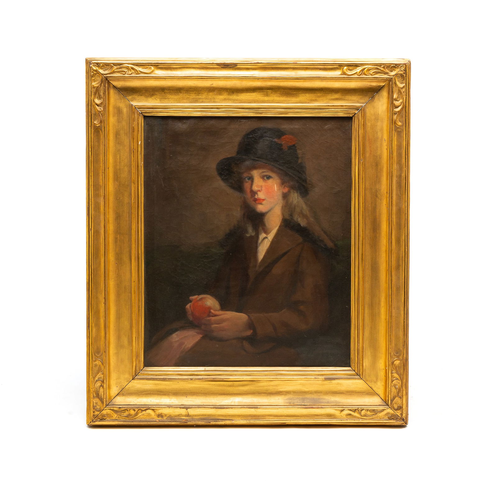 AMERICAN SCHOOL OIL ON CANVAS PORTRAIT OF A YOUNG LADY. (1 of 5)