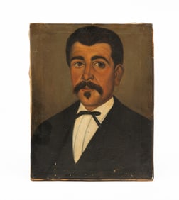 AMERICAN SCHOOL OIL ON CANVAS PORTRAIT OF A GENTLEMAN.