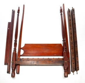 AMERICAN SHERATON MAHOGANY AND PINE FOUR-POST CANOPY BED.