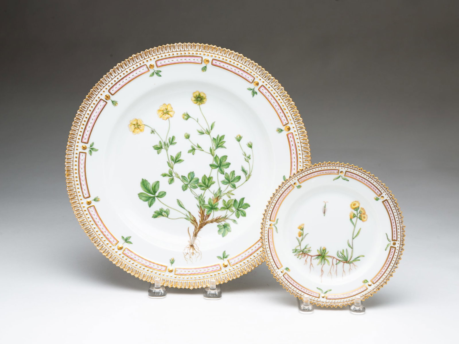 TWO ROYAL COPENHAGEN "FLORA DANICA" PORCELAIN PLATES. (1 of 8)