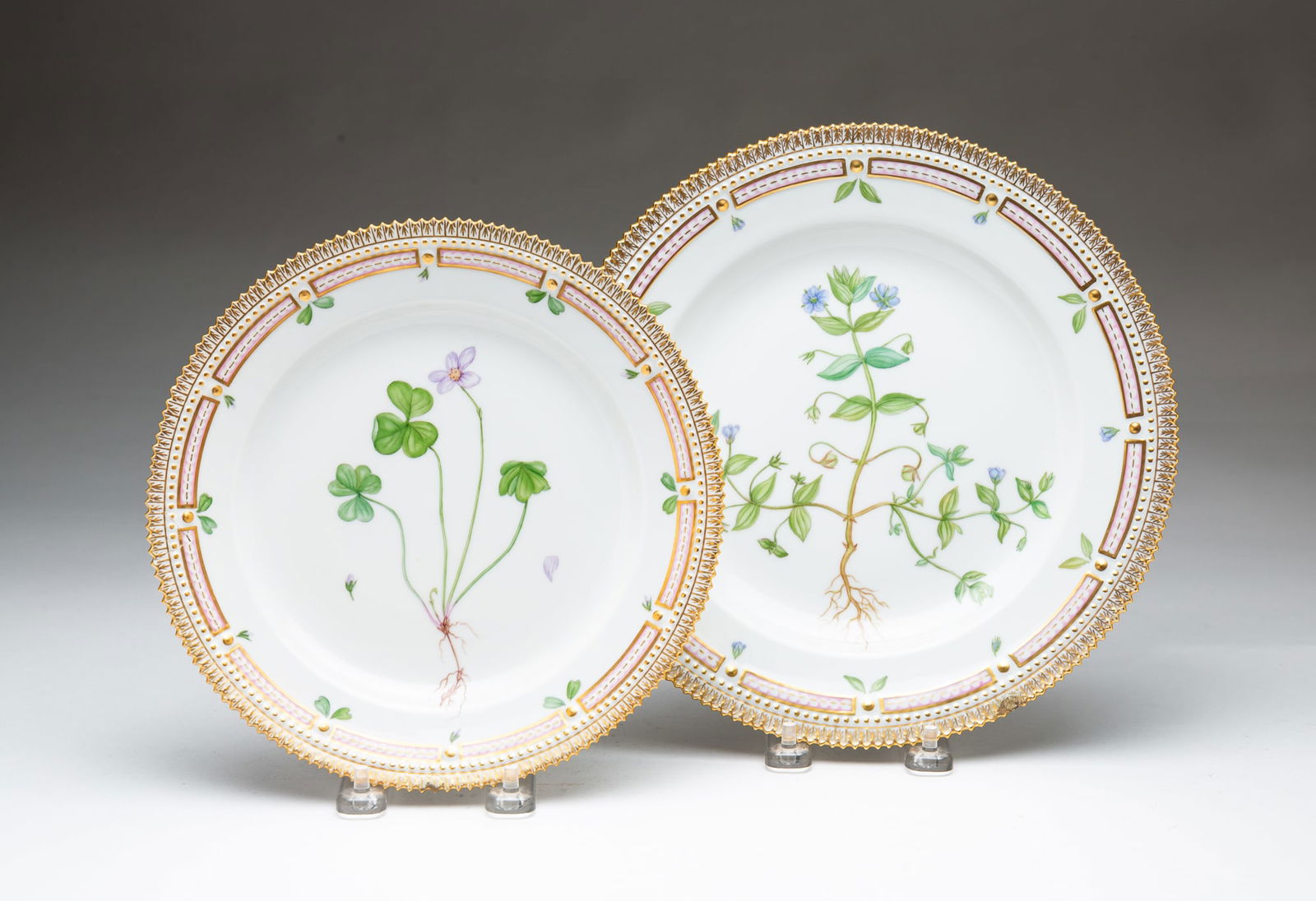 TWO ROYAL COPENHAGEN "FLORA DANICA" PORCELAIN PLATES. (1 of 7)
