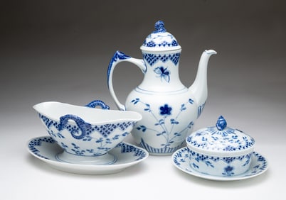 THREE BING & GRONDAHL "BUTTERFLY" PORCELAIN SERVING DISHES.