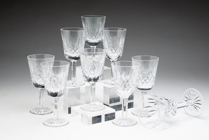 NINE WATERFORD "LISMORE" WINE GOBLETS.