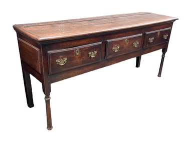 GEORGE III OAK THREE-DRAWER SIDEBOARD.