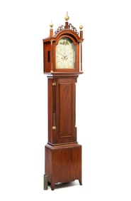 GEORGE III MAHOGANY TALL CASE CLOCK.