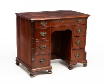 ENGLISH CHIPPENDALE KNEEHOLE DESK.