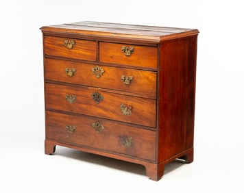 GEORGE III MAHOGANY FIVE-DRAWER CHEST.