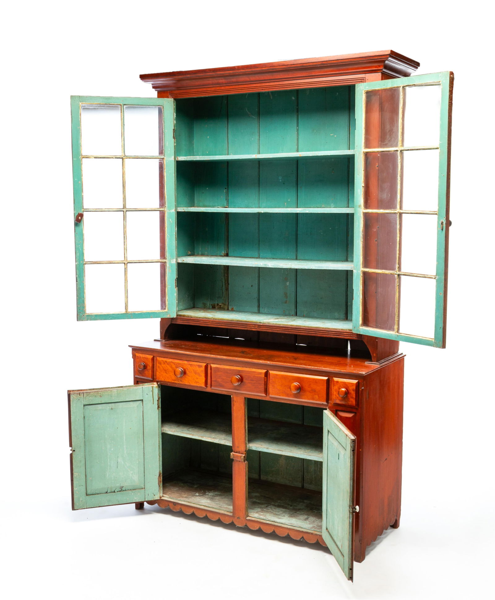 AMERICAN CHERRY STEPBACK CUPBOARD. - 2