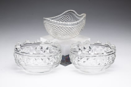 THREE CUT GLASS MASTER SALTS.