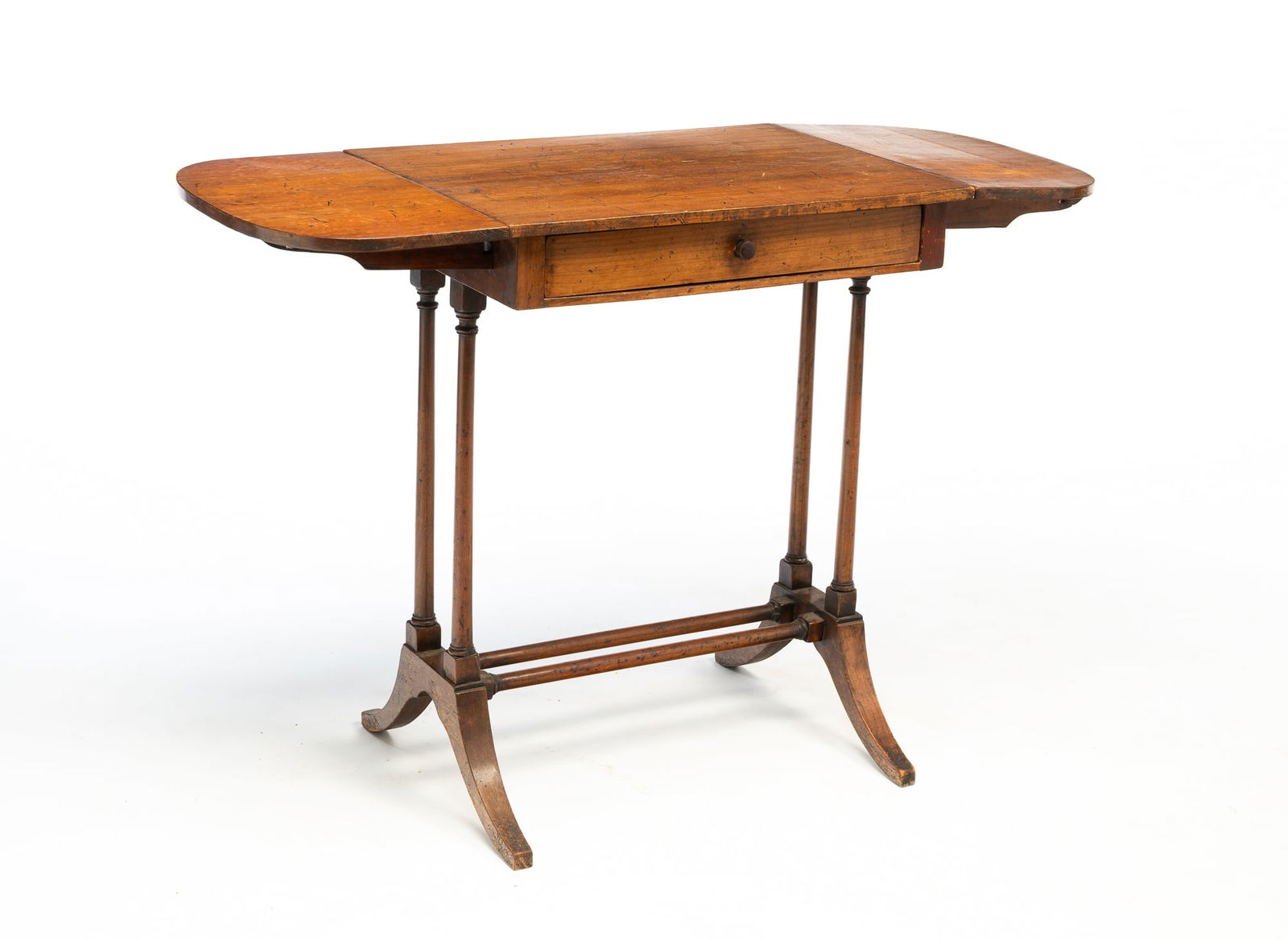 REGENCY STYLE MAHOGANY DROP-LEAF SIDE TABLE. - 3