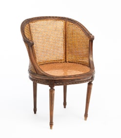 LOUIS XVI STYLE FRUITWOOD BARREL-BACK BERGERE.