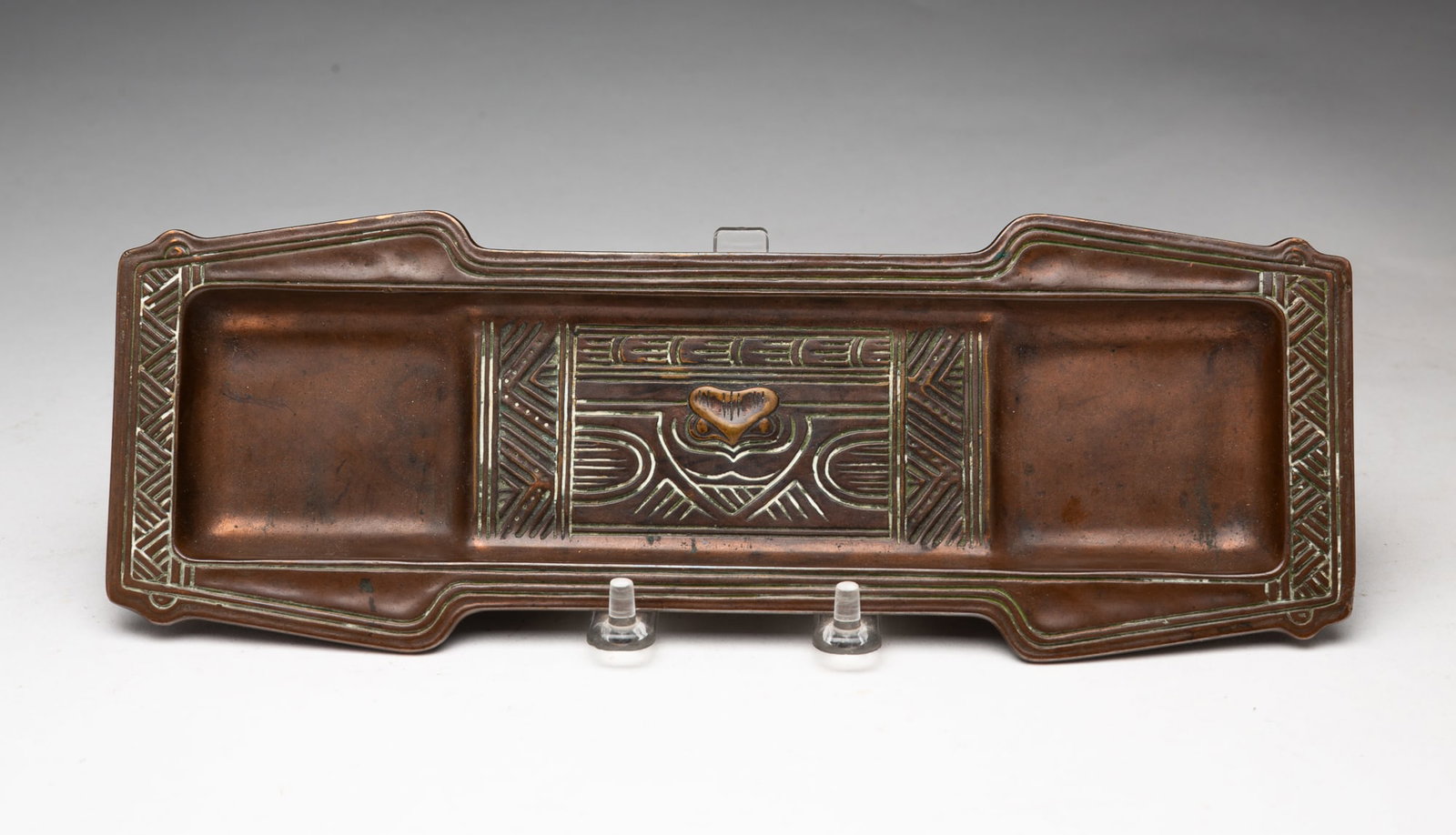 TIFFANY STUDIOS BRONZE PEN TRAY. (1 of 3)