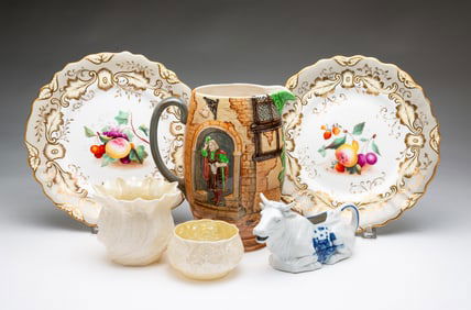 SIX ENGLISH CHINA ITEMS, INCL. BESWICK AND BELLEEK.