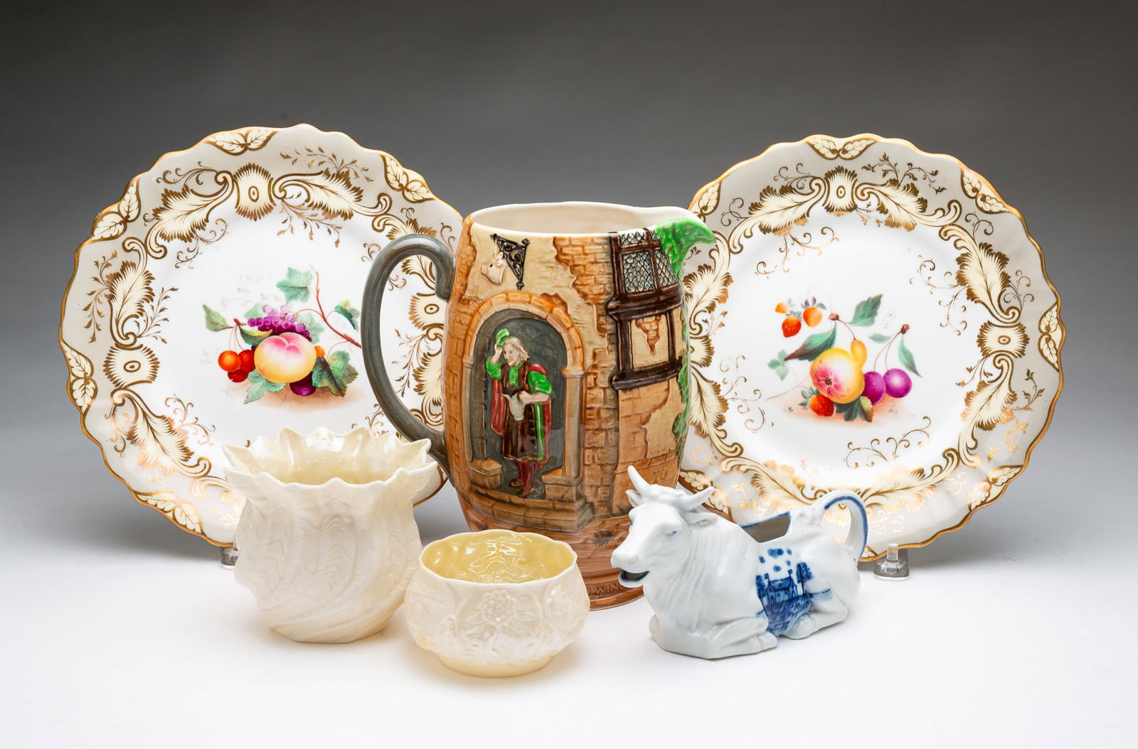 SIX ENGLISH CHINA ITEMS, INCL. BESWICK AND BELLEEK. (1 of 7)