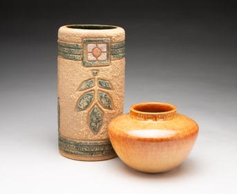 TWO ROSEVILLE (OHIO) ART POTTERY VASES.