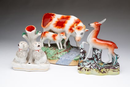 THREE STAFFORDSHIRE FIGURINES.