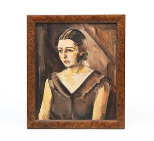 ZOLTAN SEPESHY (MICHIGAN, 1898-1974) OIL ON CANVAS PORTRAIT OF A WOMAN.