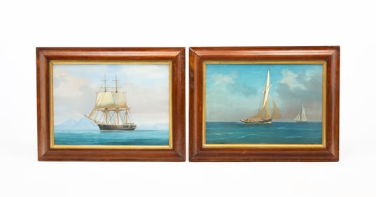 TWO ANTONIO DE SIMONE (ITALIAN, 1851-1907) GOUACHE SHIP PORTRAITS.