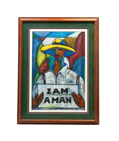 GEORGE HUNT (AMERICAN, 1913-2020) "I AM A MAN" SERIGRAPH ON PAPER.