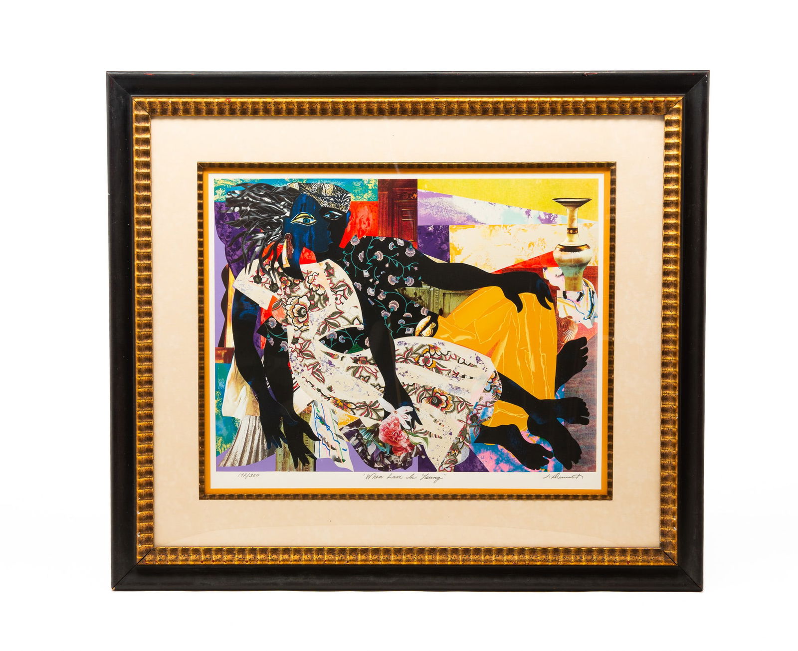 JAMES DENMARK (AMERICAN, B. 1936) "WHEN LOVE IS YOUNG " LIMITED EDITION OFFSET LITHOGRAPH ON PAPER. (1 of 6)