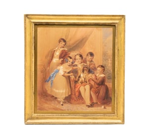 HENRY BRYAN ZIEGLER (ENGLISH, 1793-1874) WATERCOLOR AND GOUACHE FAMILY PORTRAIT, DATED 1840.