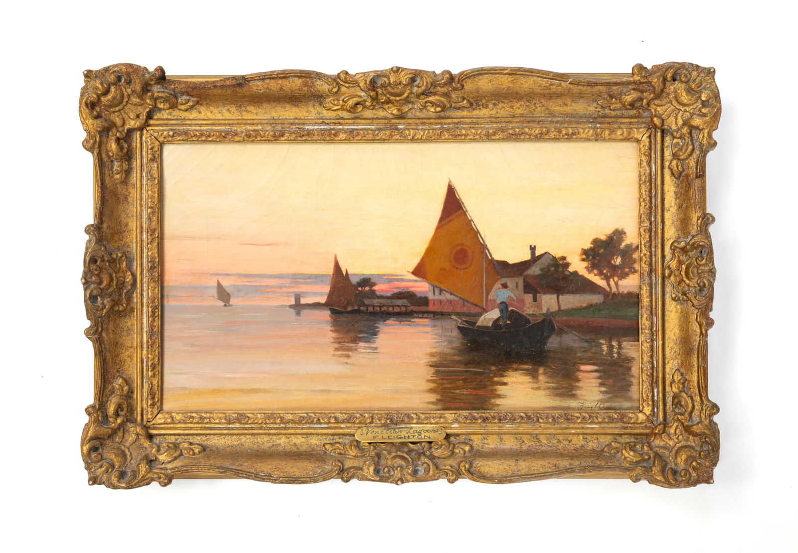 "VENETIAN LAGOONS" OIL ON CANVAS SIGNED F. LEIGHTON. (1 of 5)