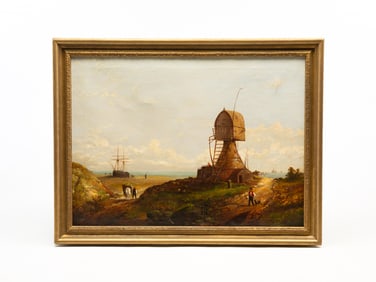 EUROPEAN SCHOOL OIL ON CANVAS SEASCAPE.