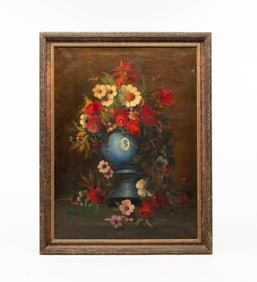 KARL KAPPES (OHIO, 1861-1943) OIL ON BOARD STILL LIFE OF FLORAL BOUQUET, DATED 1925.