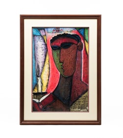 WILLIAM TOLLIVER (AMERICAN, 1951-2000) "A CANDLE IN THE DARK" LIMITED EDITION OFFSET LITHOGRAPH ON