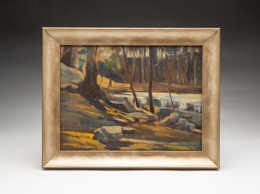 ROBERT CHADEAYNE (OHIO, 1897-1981) "OLENTANGY RIVER, WORTHINGTON" OIL ON CANVAS LAID ON BOARD.