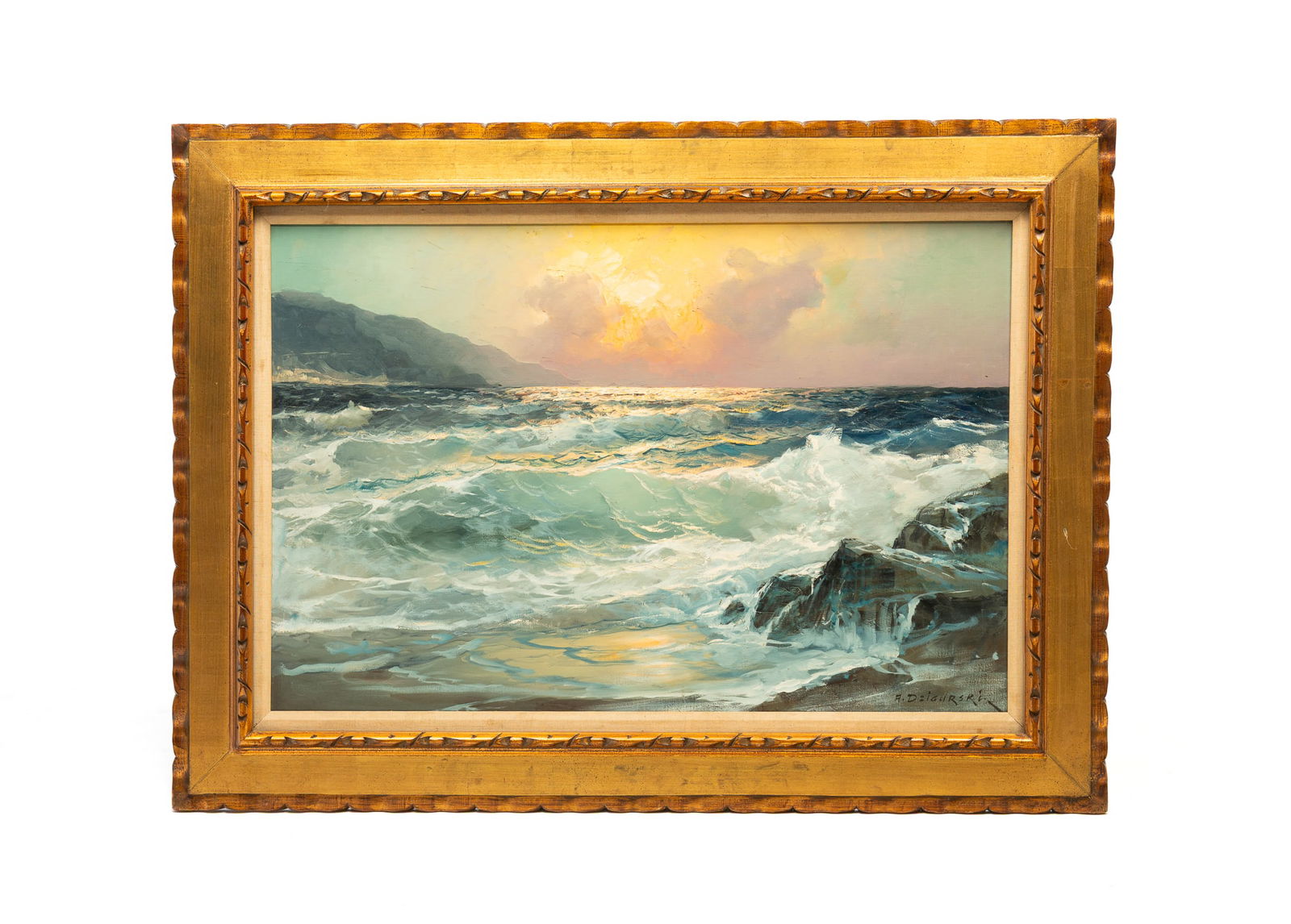 ALEXANDER DZIGURSKI (AMERICAN, 1911-1955) OIL ON CANVAS SEASCAPE. (1 of 6)