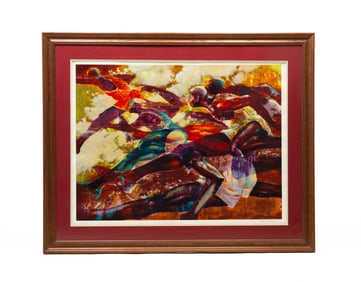 PAUL GOODNIGHT (AMERICAN, B. 1946) "FEET DON'T FAIL ME NOW" SERIGRAPH ON PAPER.