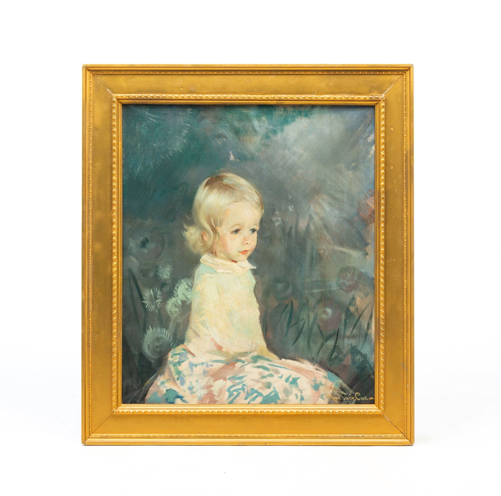 GARDNER COX (MASSACHUSETTS, 1906-1988) OIL ON CANVAS PORTRAIT OF A CHILD. (1 of 4)